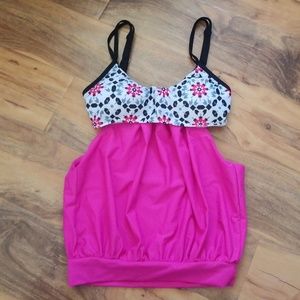 Cut Out Mosaic Tankini Swim Top